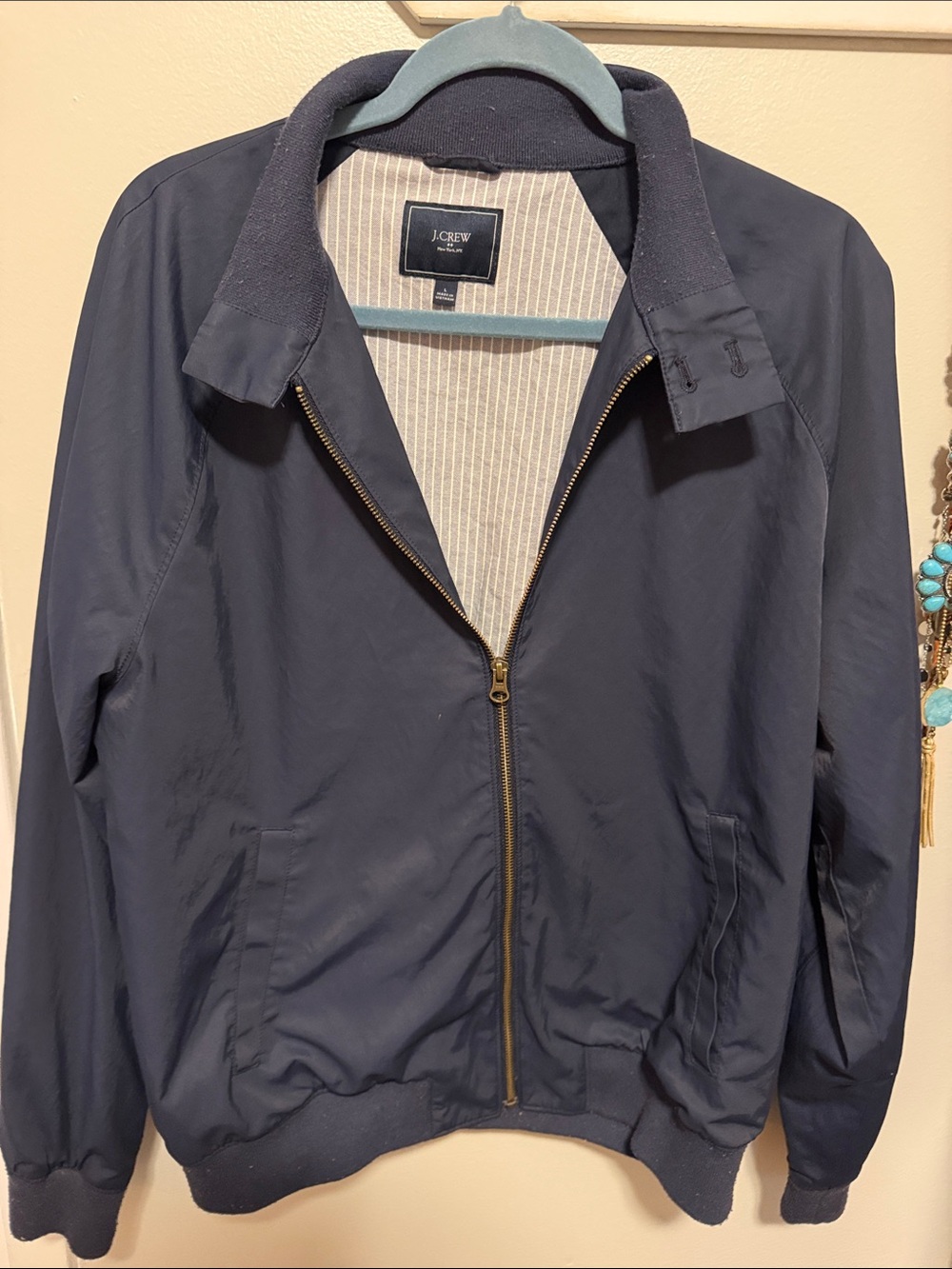 J. Crew Navy Zip-Up Bomber Jacket